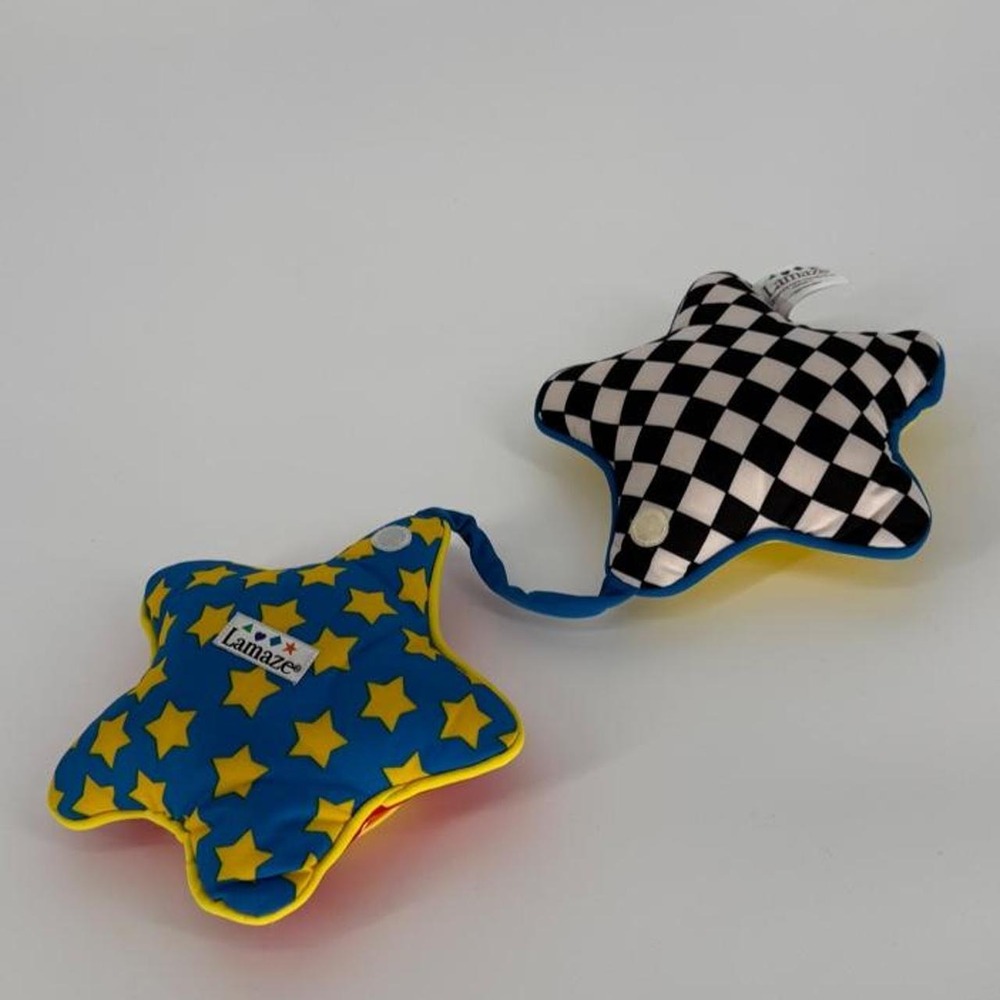 Lamaze Star Rattle Sensory Baby Toy Blue Yellow Red Checkerboard Mirror